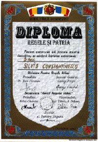 Foto: Diploma pentru Silvia Constantinescu.
